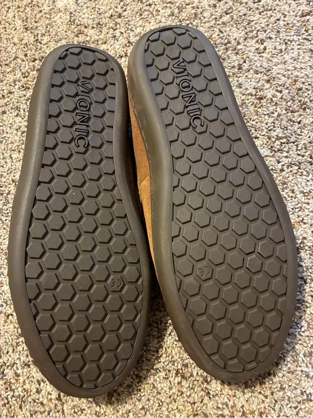 Vionic Adler Men's Brown Suede Slip-On Moccasins with Shearling Lining